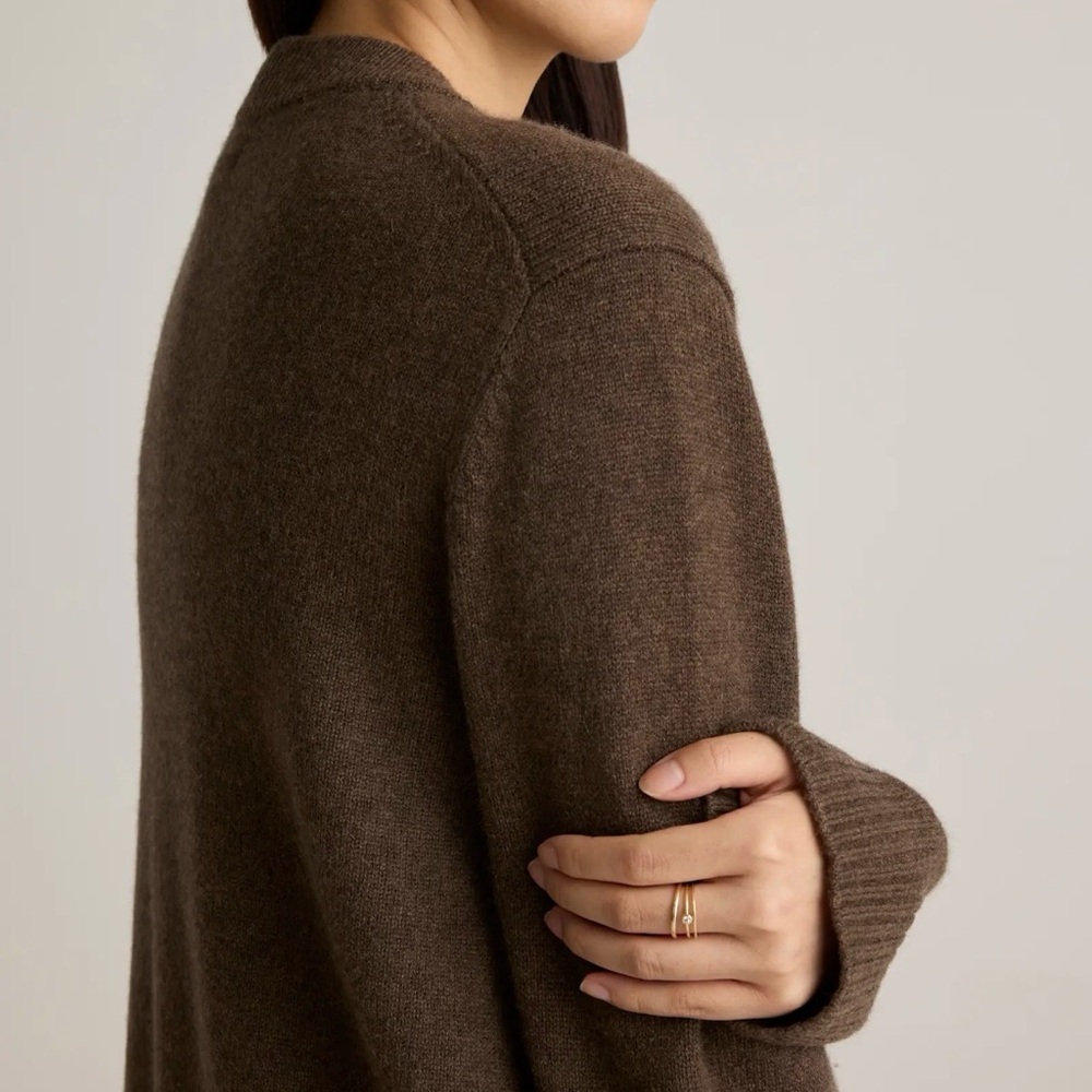 Quince Mongolian Cashmere Oversized Crew Neck Sweater in Brown Size XL - Picture 7 of 16